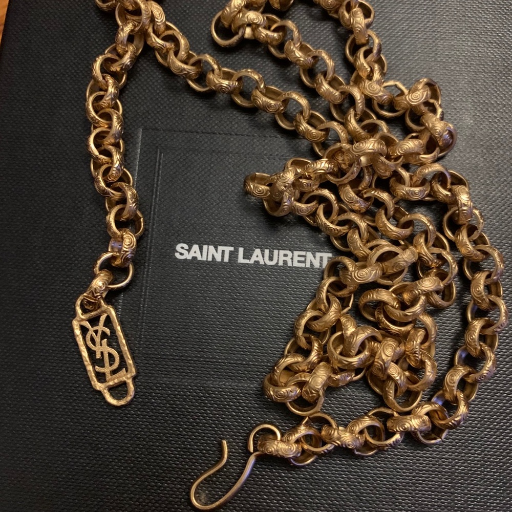 Ysl Saint Laurent Gold Chain belt 30” adjustable